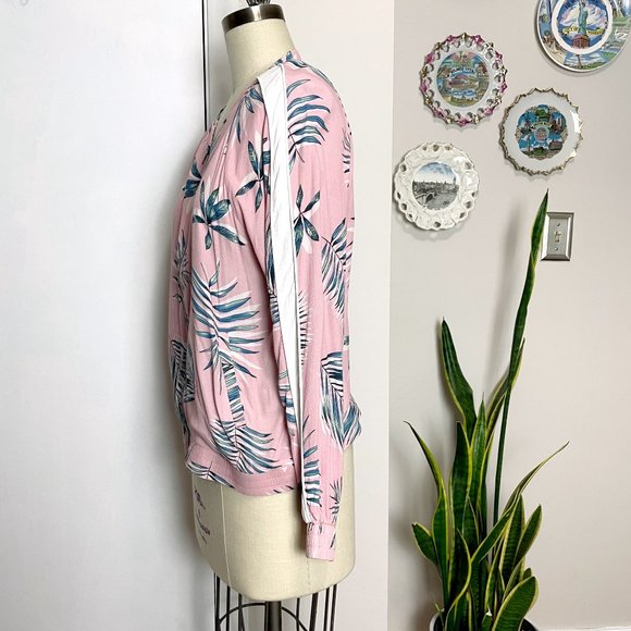 BB Dakota tropical bomber jacket L – retro palm print baseball style - Picture 5 of 8